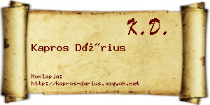 Kapros Dárius névjegykártya
